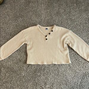 Women's Cream Sweater with Button Detail